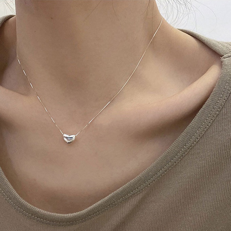 Perhiasan Kalung S925 Silver Dengan Liontin Hati Gaya Korea Untuk Wanita