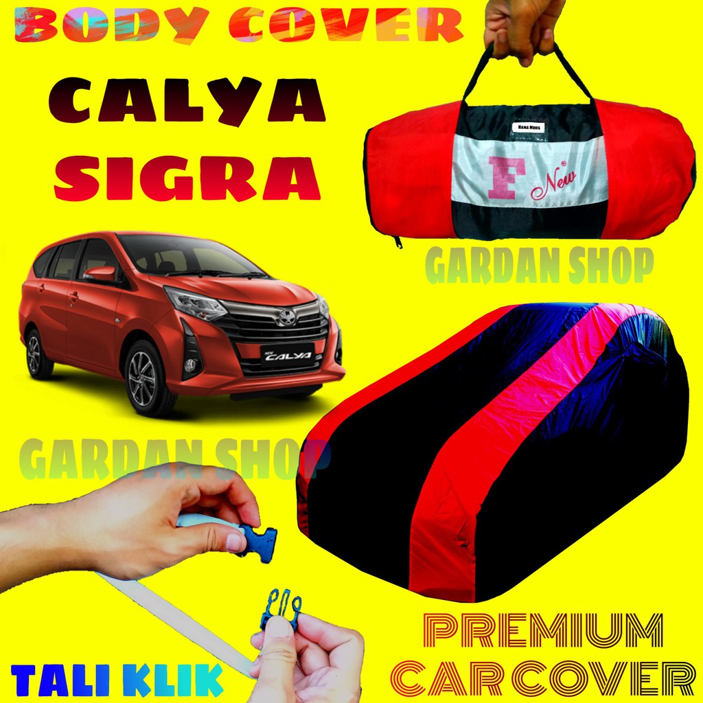 Body Cover CALYA SIGRA Sarung MERAH Penutup Pelindung Bodi Mobil Toyota Calya Waterproof PREMIUM Red