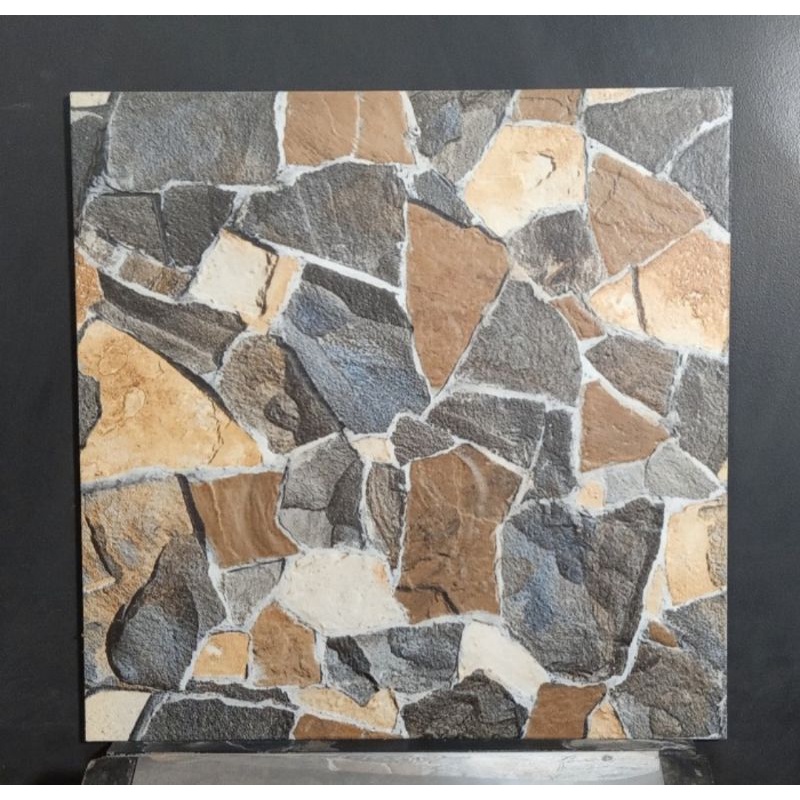 Keramik Lantai carport 40x40 kasar timbul RIVERSTONE Mulia