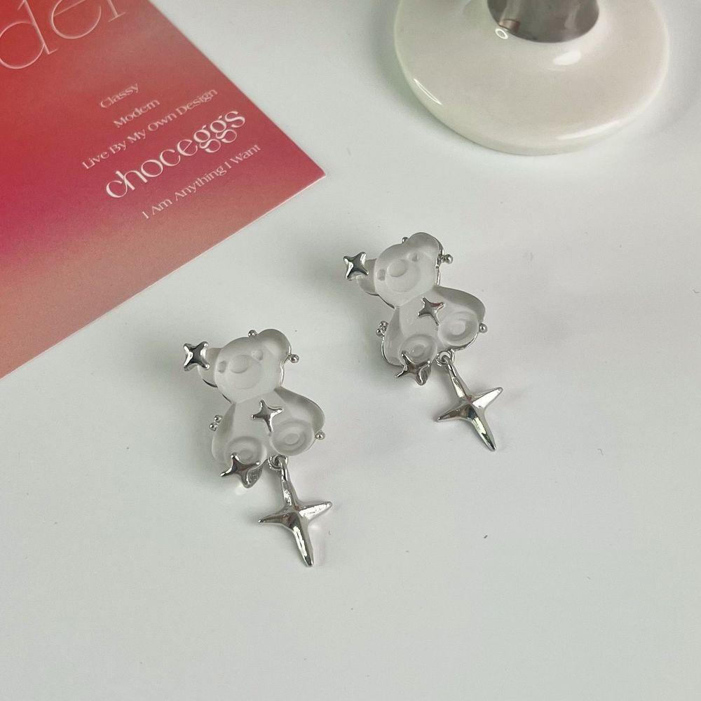 Mxbeauty Menjuntai Anting Bintang Temperamen Pesta Wanita Anting Kristal Liontin Tindik Beruang Stud Earrings