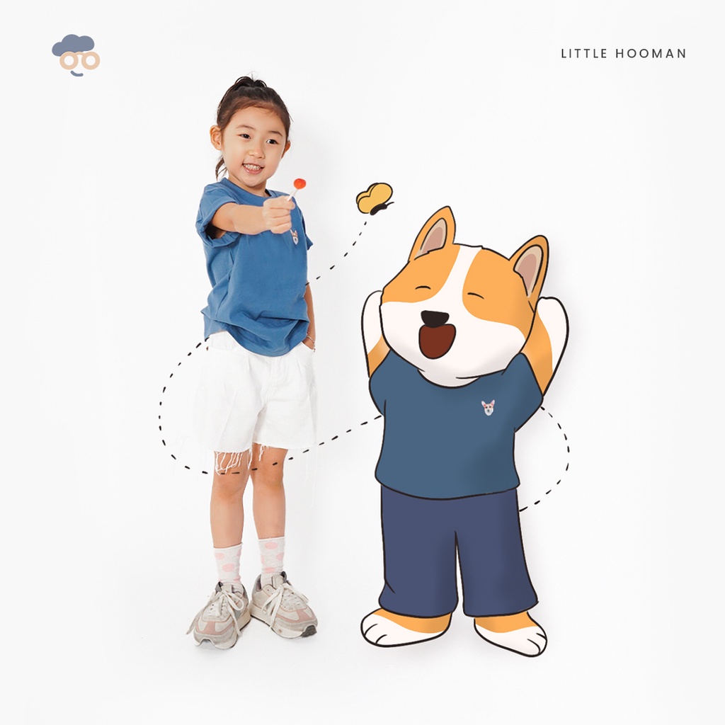 

LITTLE HOOMAN T-shirt Corgi in Blue - Unisex