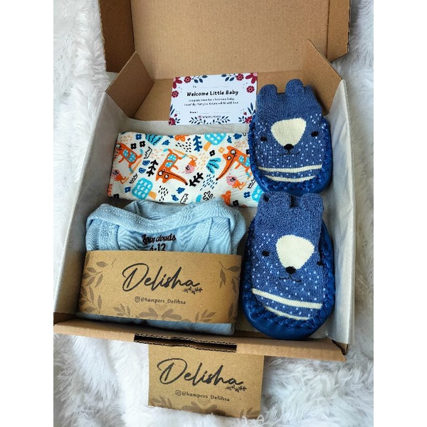 Hampers Bayi New Born Baby Boy/Girl Kado Bayi Lahir, Baju Bayi, Bedong, Gift Box Baby-Jumper A Boy