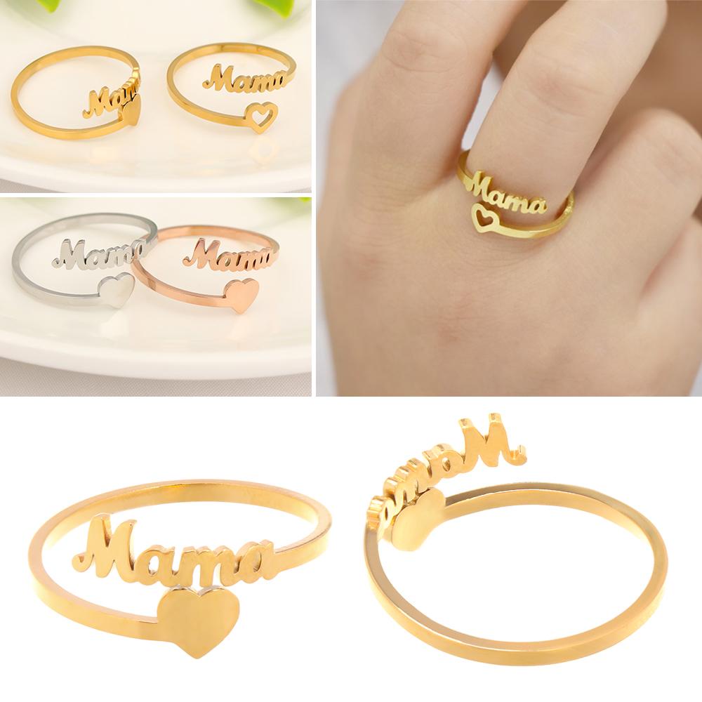 Lily Populer Aksesoris MAMA Hati Cincin Aadjustable