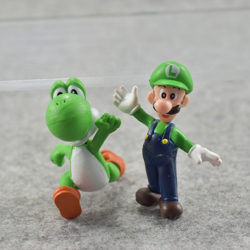 18pcs 6pcs/lot Super Mario Bros PVC Action Figure Yoshi Peach Princess Luigi Donkey Kong Boneka 3-7CM