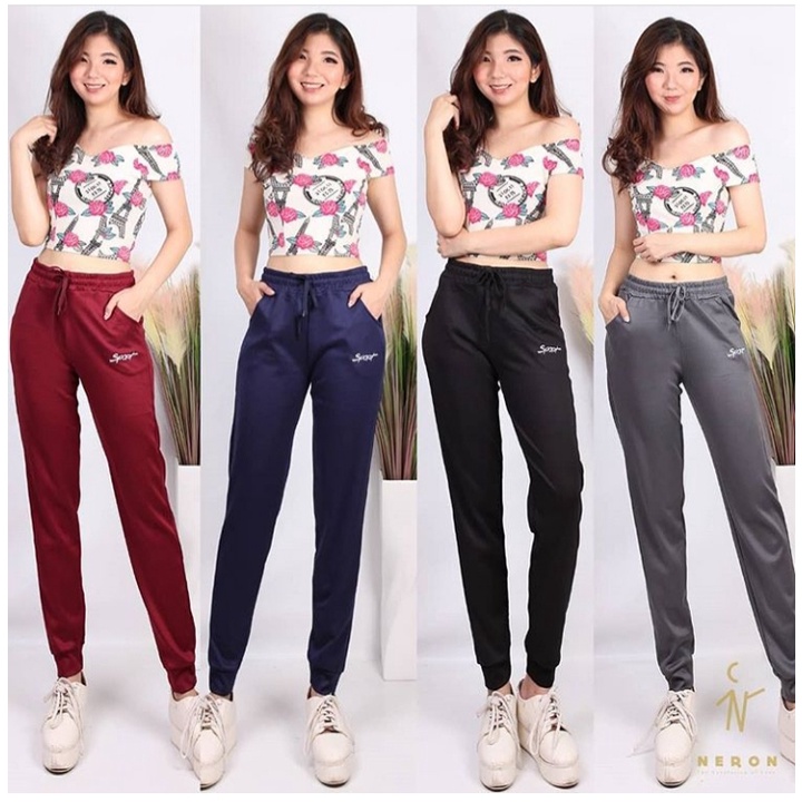 Celana Jogger Wanita Import (one size fit to XXXL) Premium 9318