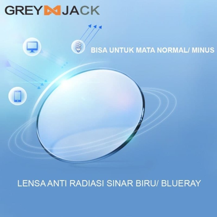 

Grey Jack Lensa Kacamata Anti Radiasi Blueray Sinar Biru untuk pengguna Komputer dan gadget