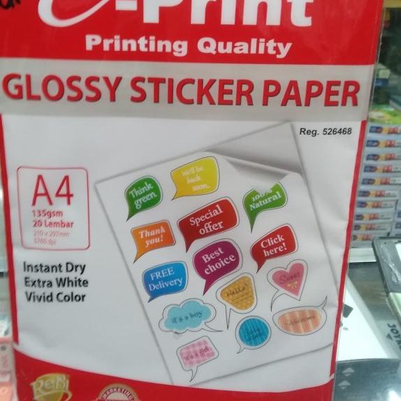 

֍ Glossy sticker paper E- print / kertas sticker E- print ➨