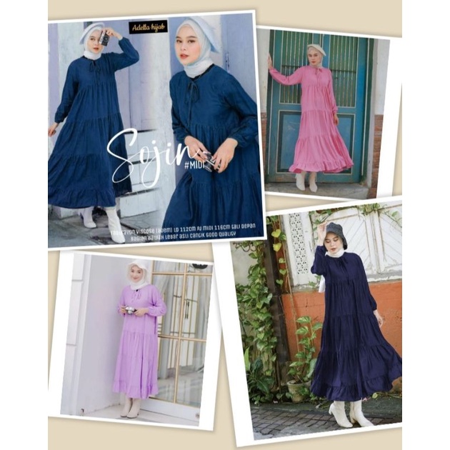 sojin midi dress | midi dress viral | gamis rayon | gamis polos