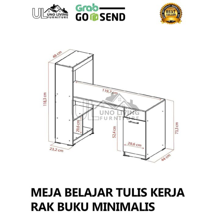 Meja TACO Meja Lunar Atlanta Meja belajar tulis kerja rak buku minimalis Murah Terbaru Serbaguna