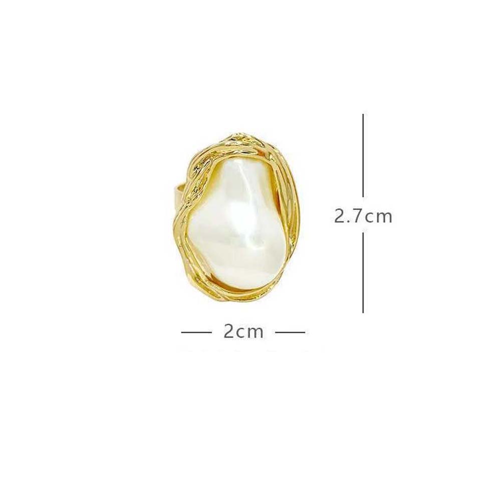 Cincin Model Terbuka Aksen Mutiara Buatan Warna-Warni Gaya Korea Untuk Wanita