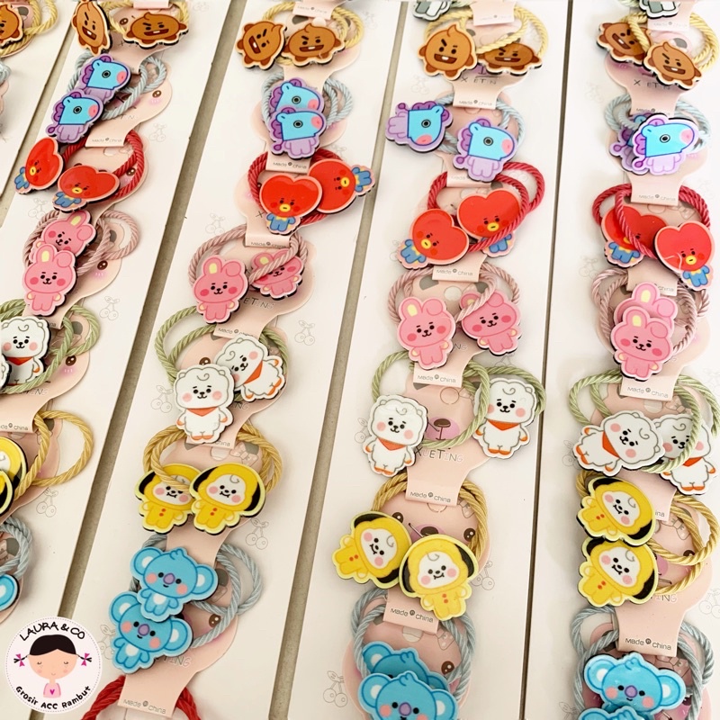 Ikat kuncir rambut BTS BT21 isi 10pasang Kpop Grosir lusinan-New BTS