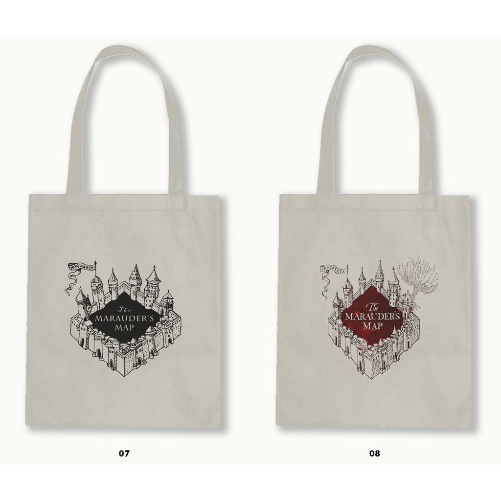 Tas Tote Bag Resleting Kanvas/Blacu  - Harpot Crest