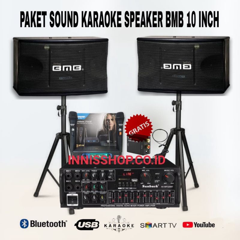 Paket Karaoke Sound System SPEAKER BMB 10 INCH PAKET SOUND SYSTEM KARAOKE BLUETOOTH + MIC WIRELESS
