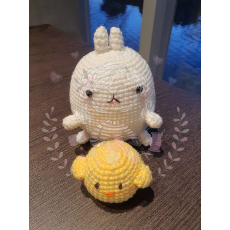 Boneka Rajutan kartun karakater molang dan piu-piu