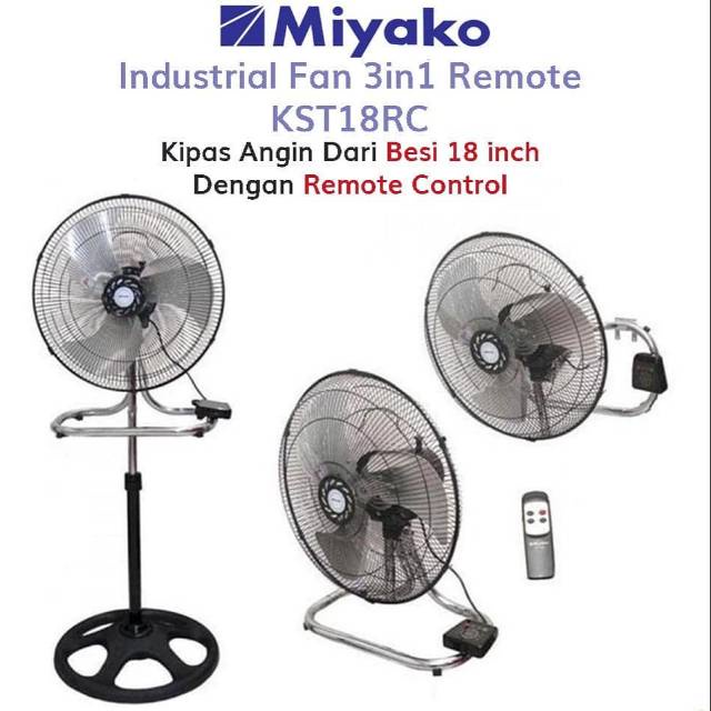 kipas angin industri Miyako 18 INCH  KST 18 RC 3 fungsi + remot / kipas besi besar