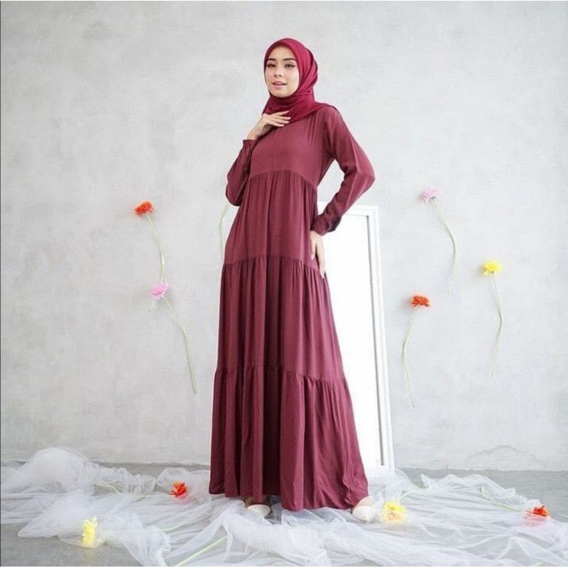 100% AMAN Hanum Dress Polos / Casandra Dress Rayon / Gamis Putih / Busui Friendly / Gamis Wanita