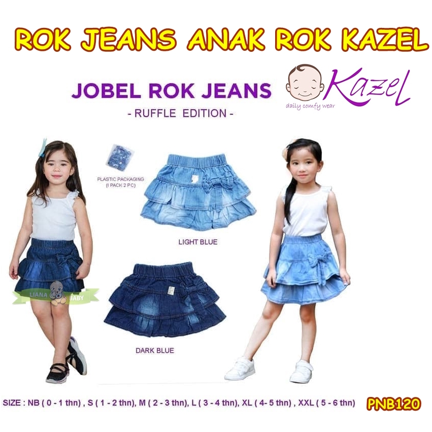 PNB120 ROK JEANS ANAK KAZEL JOBEL ROK JEANS ISI 2 PCS