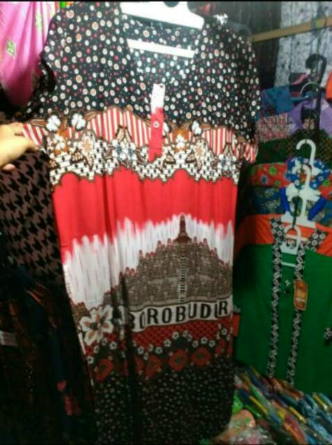 Daster Cantik Gambar Candi Prambanan dan Candi Borobudur/ baju tidur/ baju hamil/ daster batik murah