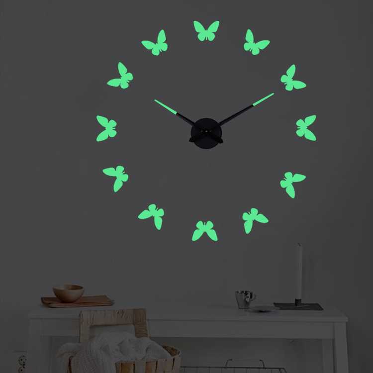 BISA COD Jam Dinding Besar DIY Giant Wall Clock Quartz Glow in The Dark 80-130cm - Jam glow in the dark - Jam dinding tempel tembok - Jam dinding aesthetic - Jam dinding unik - Jam dinding murah - Jam dinding tempel tembok 3d MENYALA DALAM GELAP