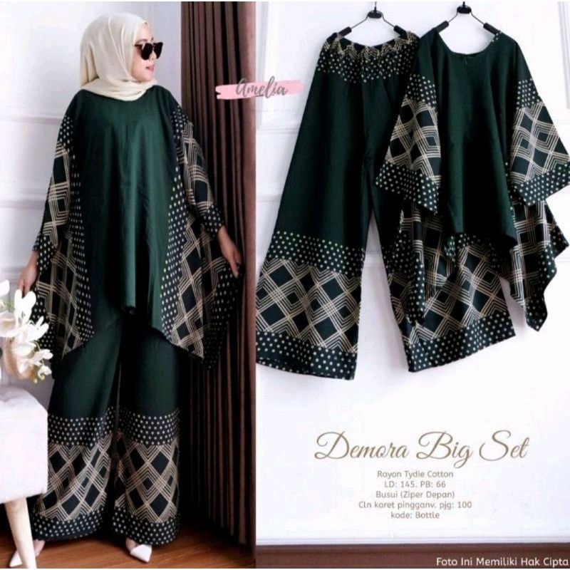 BIG SIZE SET WAKA DEMORA/SETELAN WAKA MOTIF/SETELAN WANITA/COD cod cod