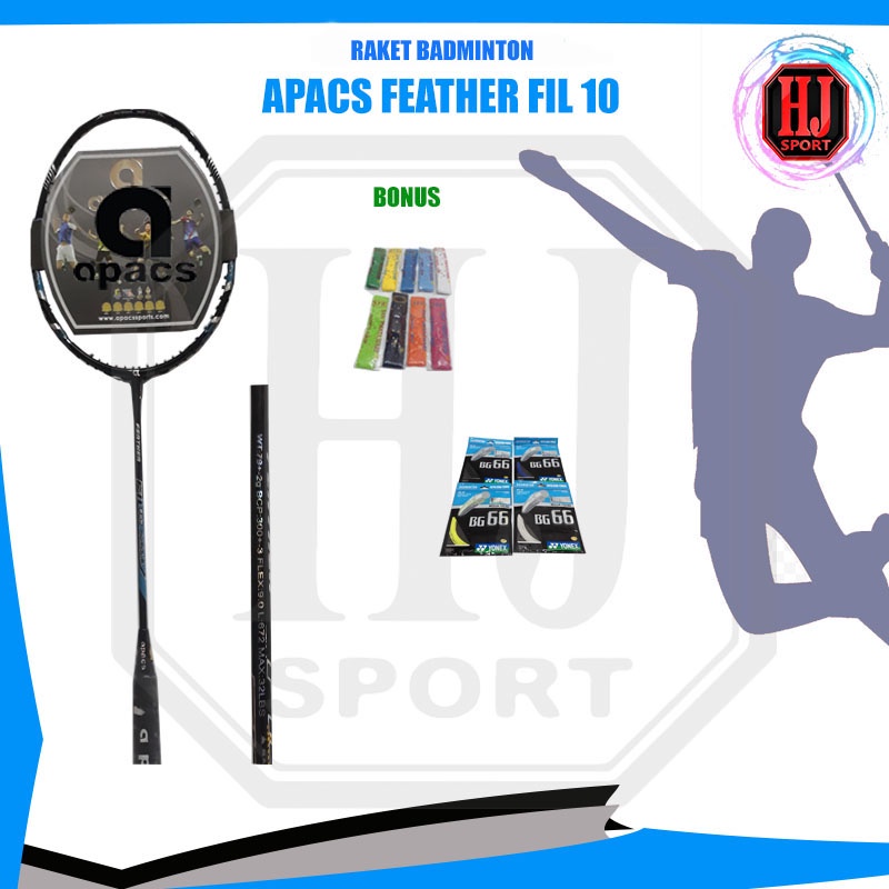 Raket Original Apacs Feather Fil 10 Bonus Senar BG66 Badminton