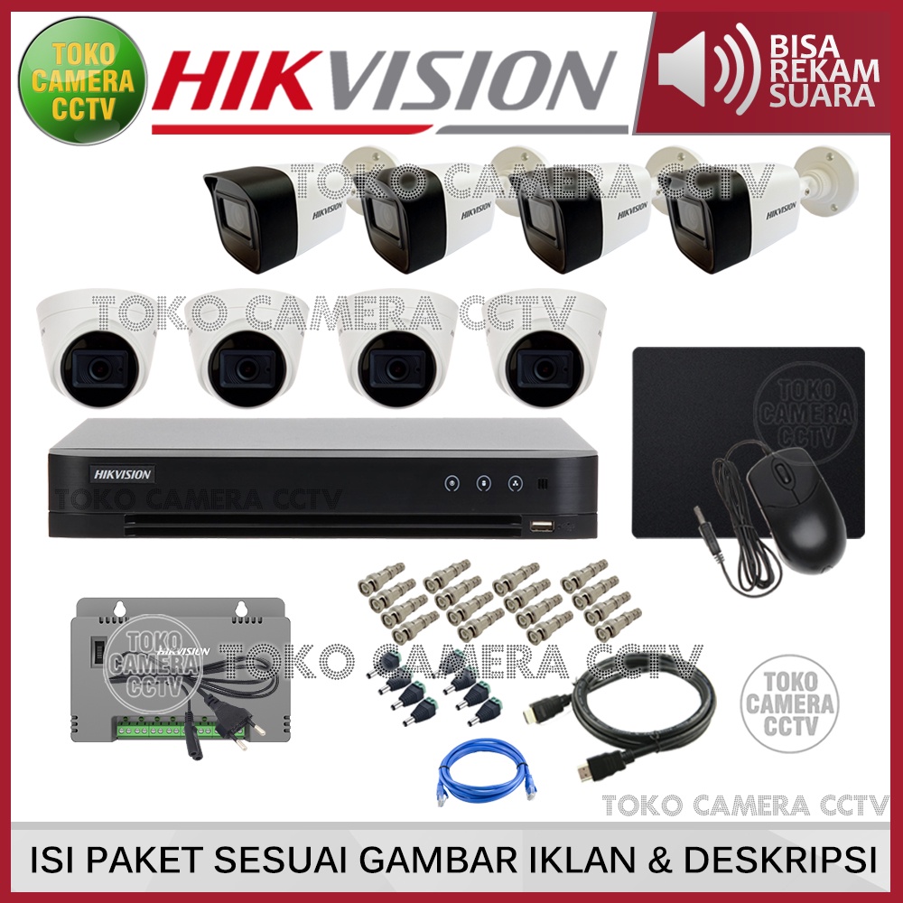 PAKET CCTV HIKVISION 5MP 8 CHANNEL 8 KAMERA AUDIO