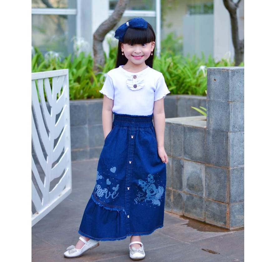 ROK JEANS PANJANG ANAK PEREMPUAN littlepony minnie mouse/ROK MUSLIM ANAK PEREMPUAN /ROK JEANS PANJANG