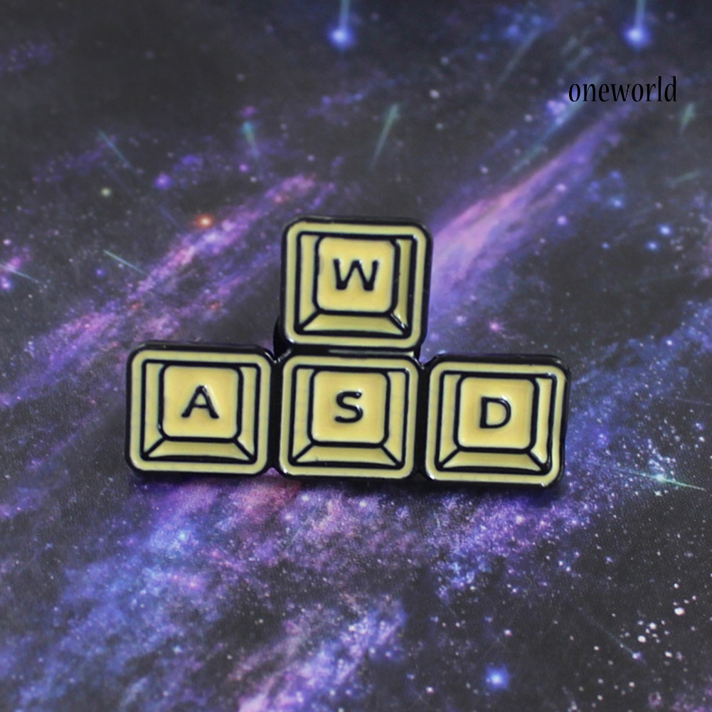 OW@ Funny WASD Gaming Keyboard Enamel Brooch Pin Unisex Denim Jacket Lapel Badge
