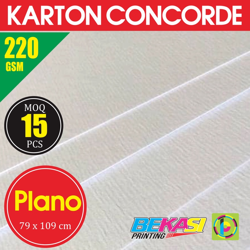 

Kertas Karton Carton Concorde 220 GSM Ukuran Plano 79x109 cm isi 15 Lbr