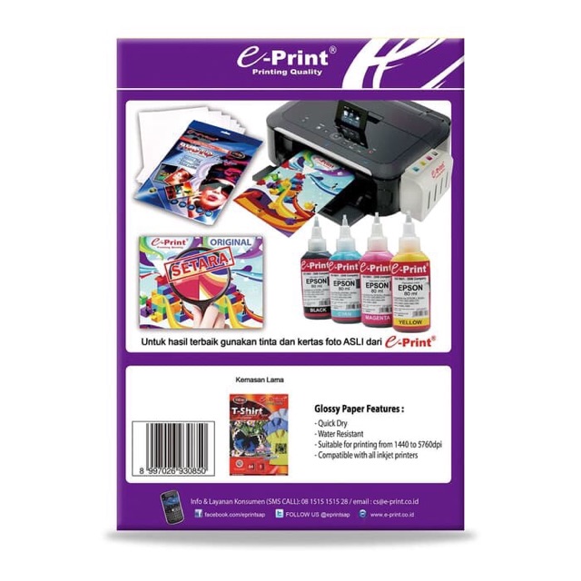 E-print transfer paper print di kaos