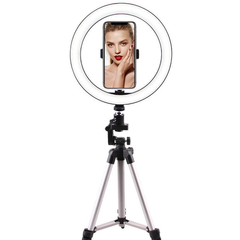 PAKET TRIPOD RING LIGHT LED 26CM Lampu 26 cm Make Up Vlog Lampu Ringlight Tripod - SOSOYO