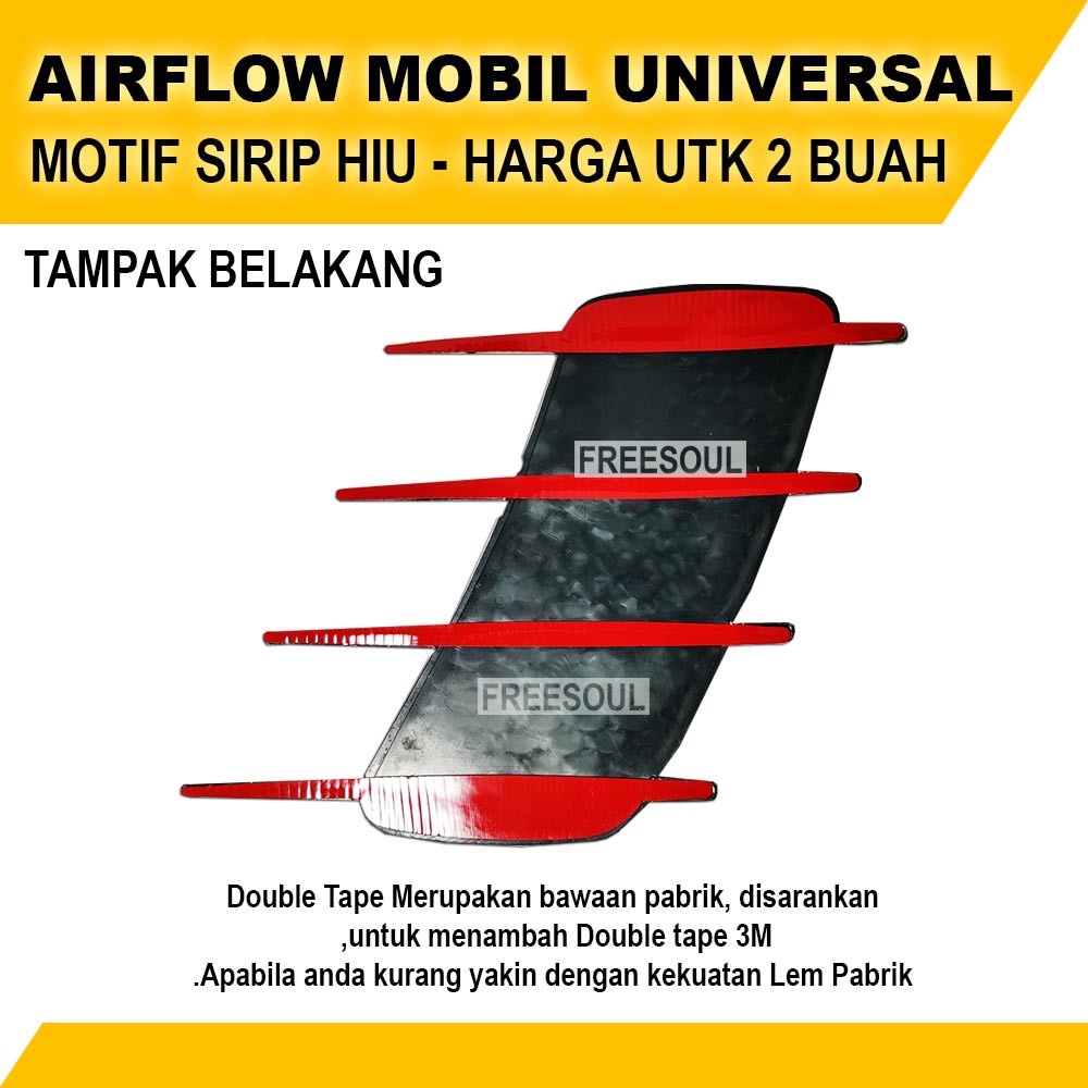Airflow Variasi Model Sirip Hiu - Stiker Sirip Samping Mobil Universal