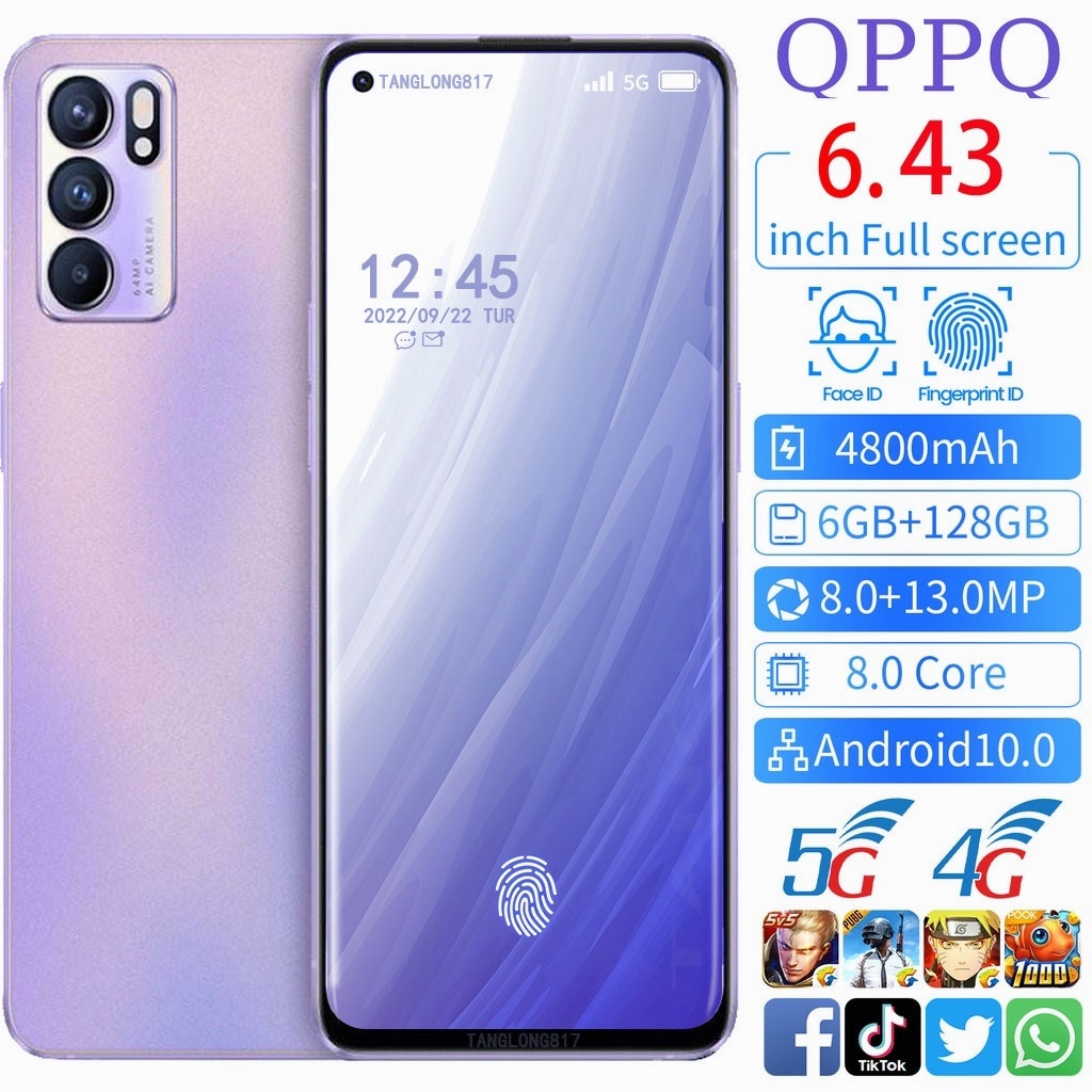 【Bisa COD】100% Baru HP OPPQ Reno 6 PRO 6.43inch Handphone 4G HP Android 6GB+128GB Android 10.0 hp mu