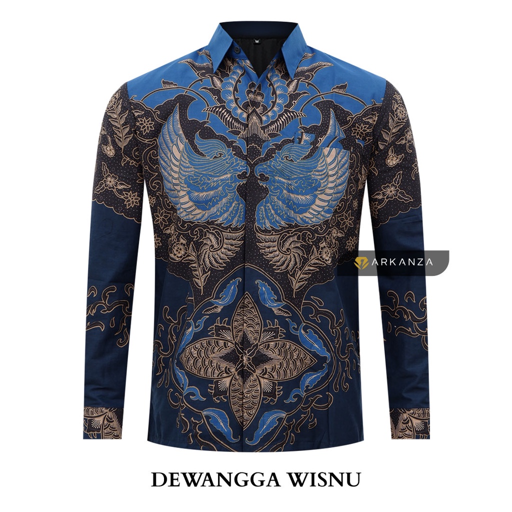 BATIK ARKANZA Motif DEWANGGA WISNU Hem Atasan Kemeja Baju Batik Pria Cowok Laki Laki Slimfit Full Lapis Furing Lengan Panjang Lengan Pendek Original Asli