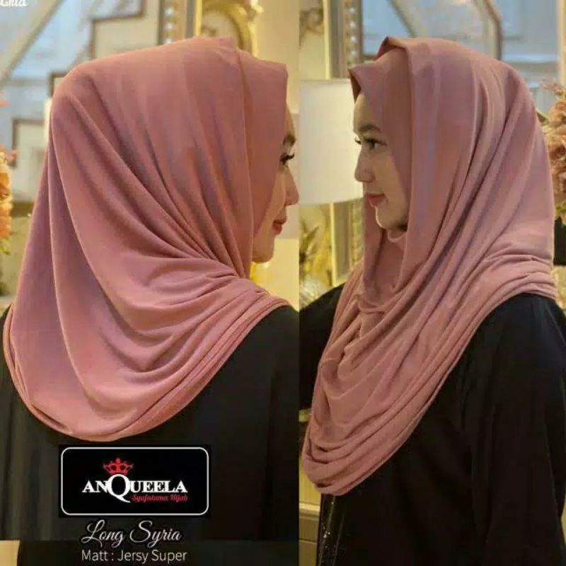 Anqueela hijab long Jersey nazwa kerudung bergo jilbah murah masa kini