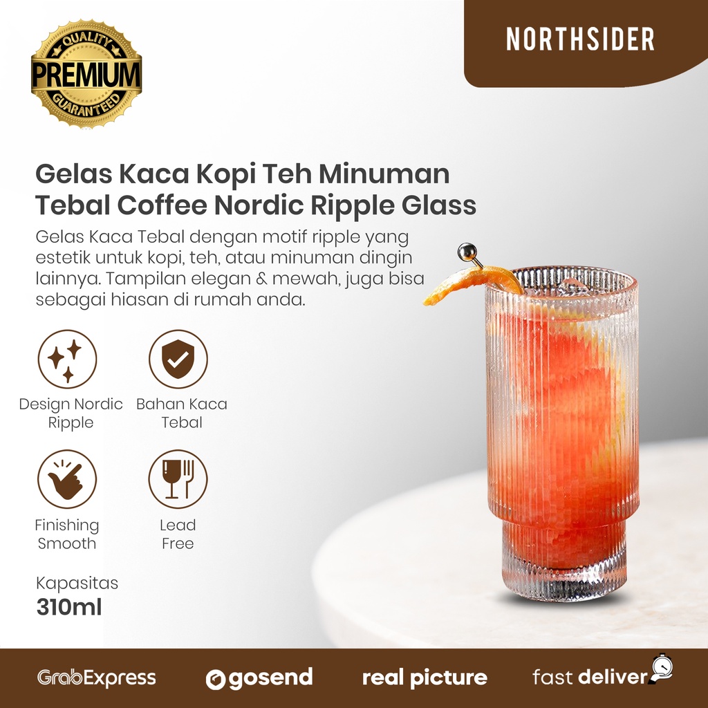 GELAS KACA KOPI TEH MINUMAN TEBAL COFFEE NORDIC RIPPLE GLASS