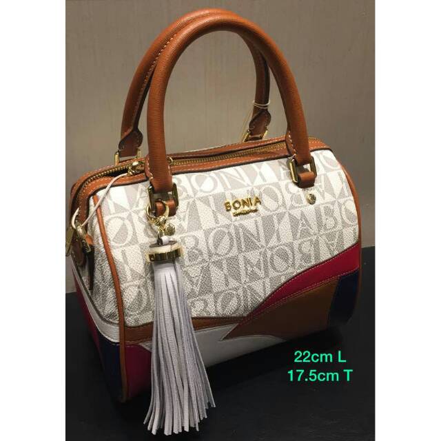 Bonia speedy white monogram kombinasi leather size S dan M