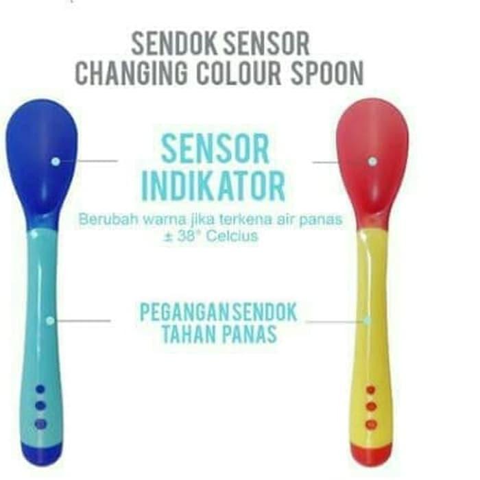 sendok sensor suhu mpasi bayi silikon silicone isi 2 | BPAFREE | RELIABLE | set sendok garpu makan bayi antisedak gagang pendek