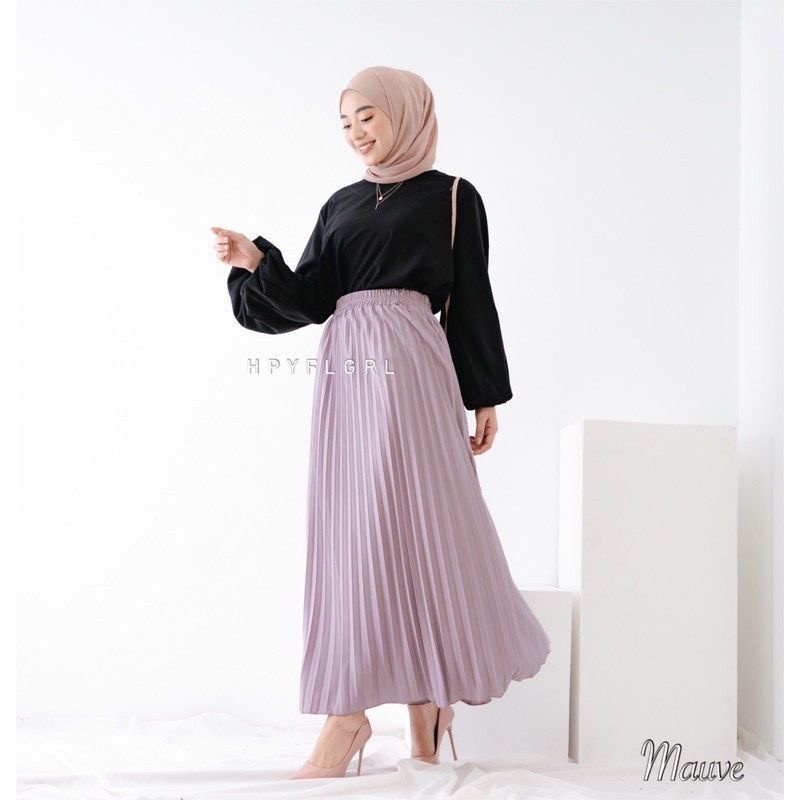 Rok Plisket Mayung Muslimah Premium Warna Mauve