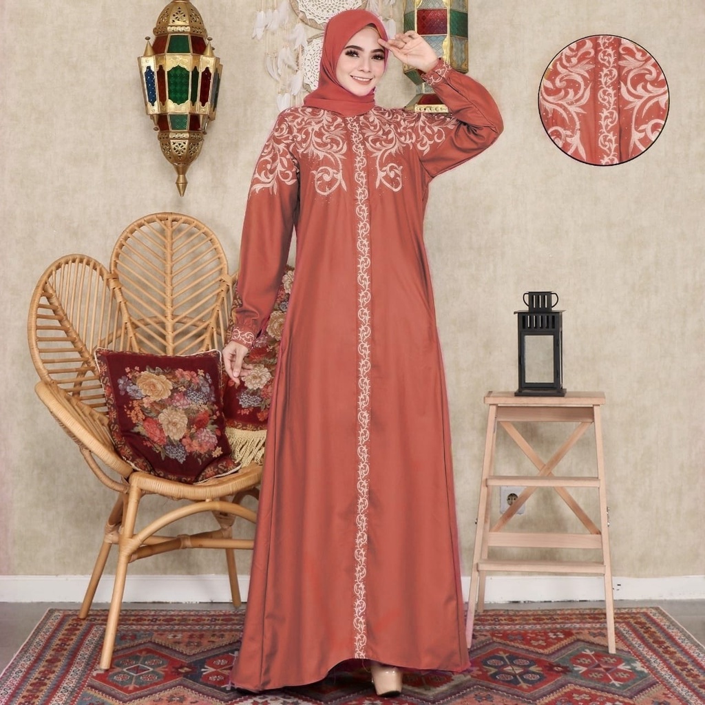 WILI MUSLIM / GAMIS MADINA ANDINI FULL BORDIR PREMIUM TERBARU 2022 / BAHAN KATUN MADINA TOYOBO / GAM