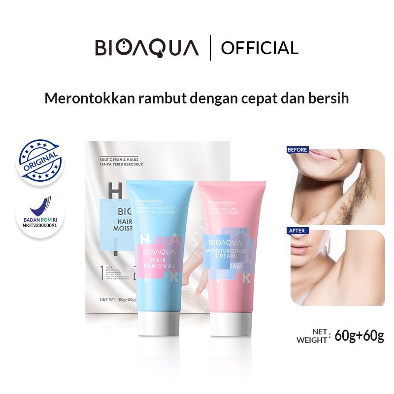 [BPOM] BIOAQUA Hair Removal Moisturizing Set Hair Removal Cream/Bio Aqua/Perontok Rambut/Waxing Bulu