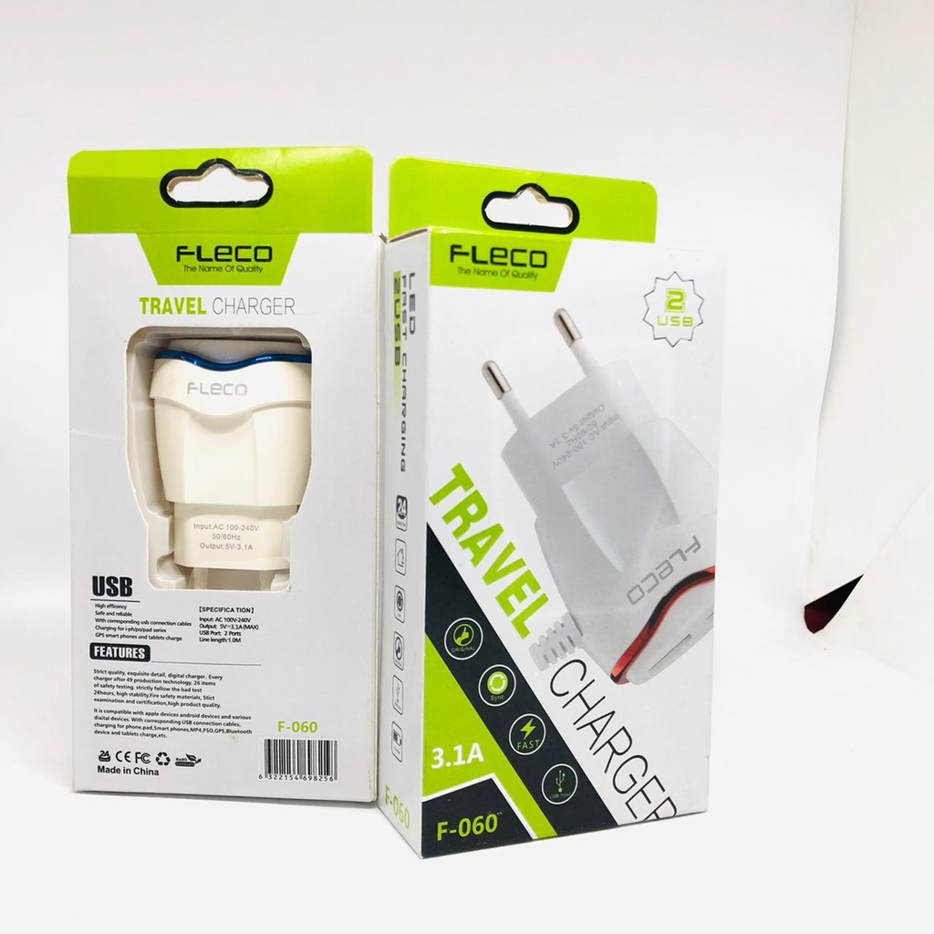 TRAVEL CHARGER XIAOMI CASAN FLECO F-060 2USB+1kabel micro usb 3.1A real capacity SAMSUNG OPPO VIVO
