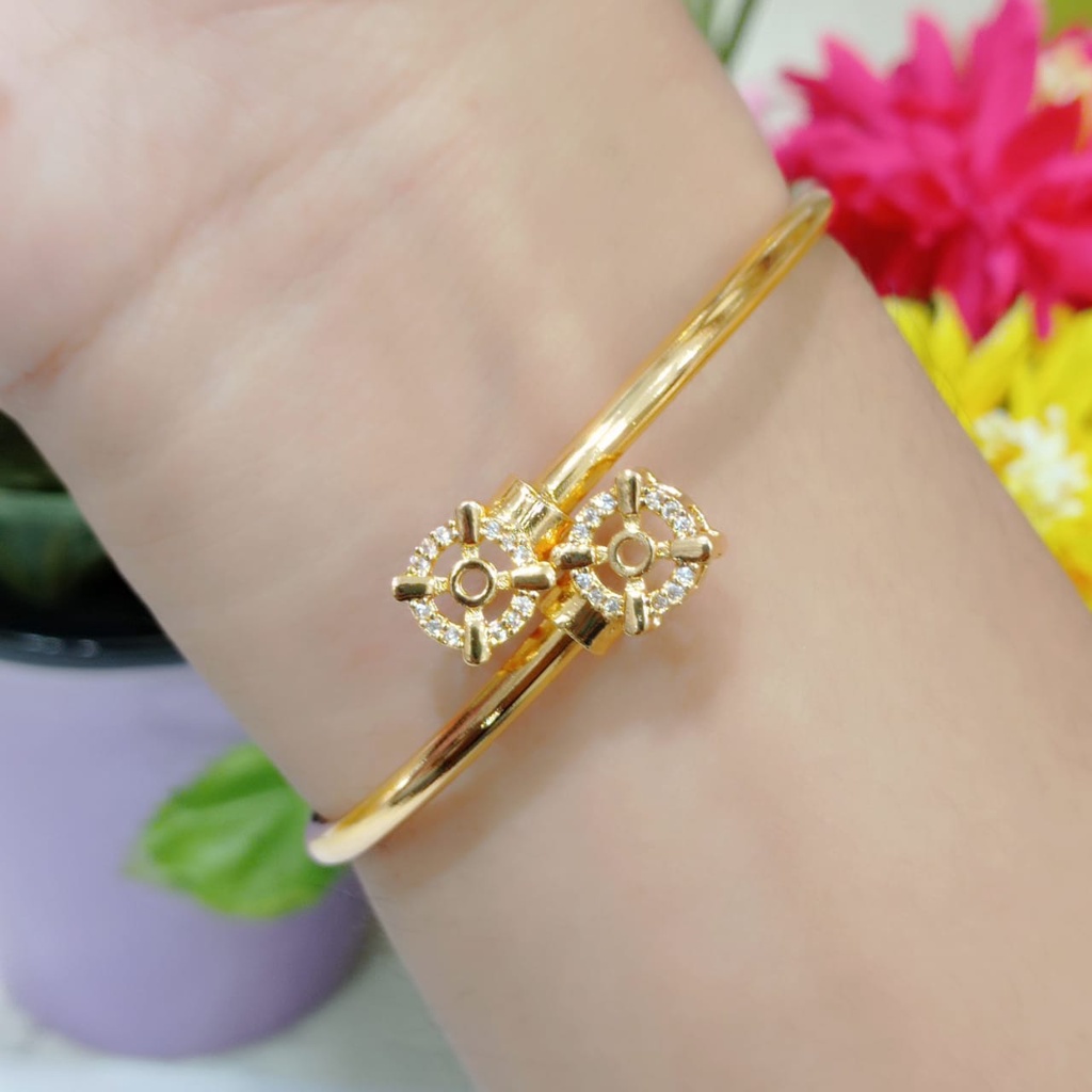 Gelang Tangan wanita Titanium Asli lapis emas Anti Karat