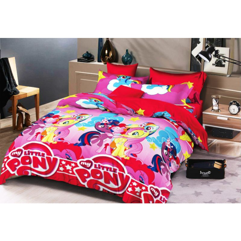 SPREI KARAKTER KUDA PONI UK 180X200 (BISA COD )/ sprei kuda pony pelangi/sprei kuda pony random