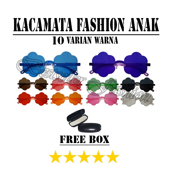 KACAMATA FASHION ANAK LAKI-LAKI DAN PEREMPUAN MODEL UNIK KACAMATA GAYA ANTI UV ANAK TERBARU FRAME BUNGA WARNA WARNI SUNGLASSES FREECASE