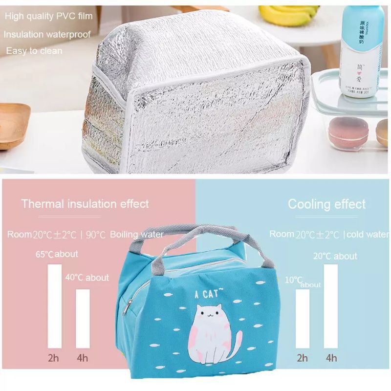 Tas Bekal Anak/Lunch Bag TAHAN PANAS Cooler Bag Kantong Bento Tas Penyimpanan kotak makanan Makan Siang serbaguna