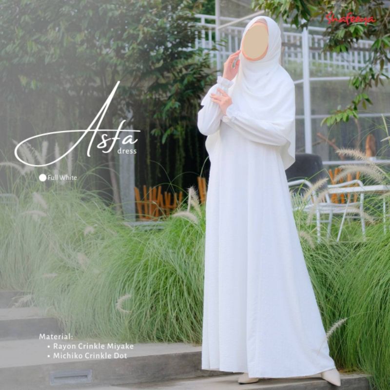 Gamis Dewasa Warna Putih - Asfa Dress Shafeeya Full White