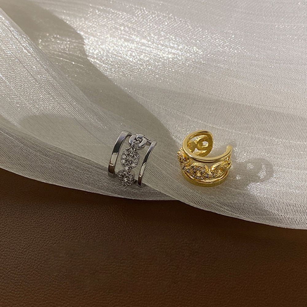ELEGANT Vintage Korean Jewelry Accessories Geometric Copper Women Clip Earrings Fake Piercing Earcuff Party Fashion Design Elegant Girl Gift Personality Letter C Ear Cuff/Multicolor