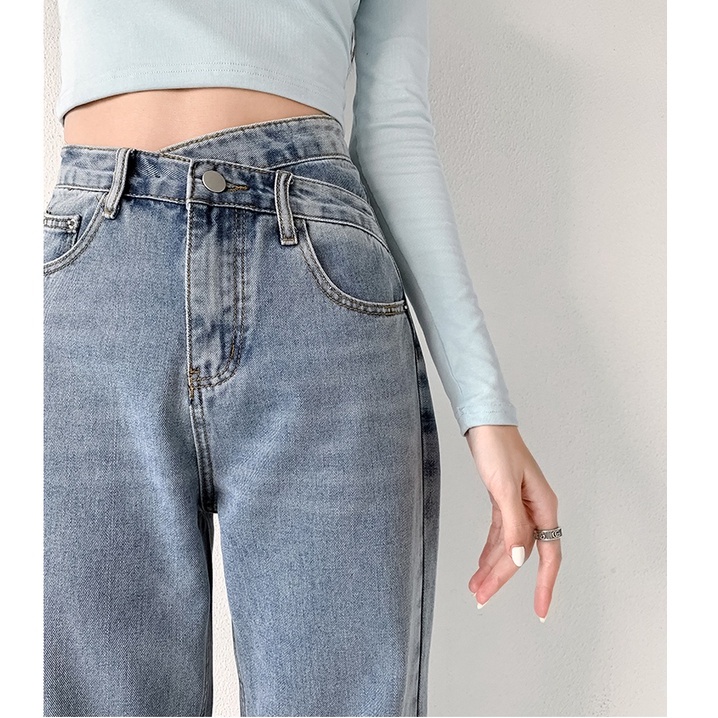 New Korean Style High Waist Jeans/Kasual Jeans Wanita /Straight Loose Celana Jins