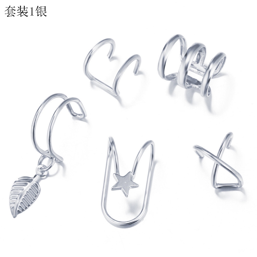 【COD Tangding】5pcs / SET Anting Klip Tulang Rawan Telinga Bentuk C Ganda Tanpa Tindik